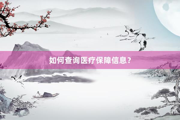 如何查询医疗保障信息？