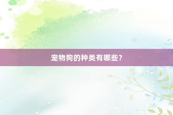 宠物狗的种类有哪些?